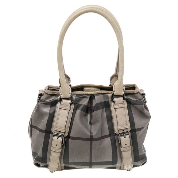 Burberry Beige Smoke Check PVC and Leather Northfield Tote - Picture 1 of 4